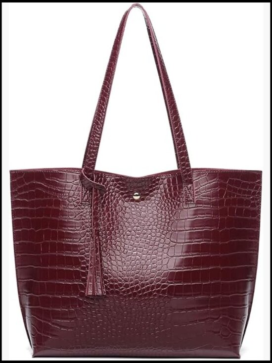 Amazon.com: Dreubea Women Faux Leather Tote Bag Casual Chic Tassel Shoulder Bag Big Capacity Satchel